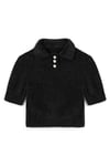 Polo Yaka Dokulu Crop Kazak Siyah