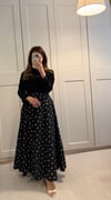 Puantiyeli Uzun Etek Siyah