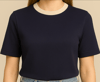Yaka Detaylı Pamuklu Basic T-shirt Lacivert