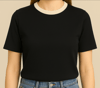 Yaka Detaylı Pamuklu Basic T-shirt Siyah