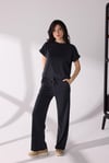 Yandan Yırtmaç Detaylı T-shirt Pantolon Takım Antrasit