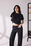 Yandan Yırtmaç Detaylı T-shirt Pantolon Takım Antrasit
