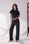 Yandan Yırtmaç Detaylı T-shirt Pantolon Takım Antrasit