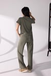 Yandan Yırtmaç Detaylı T-shirt Pantolon Takım Yeşil
