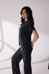 Yandan Yırtmaç Detaylı T-shirt Pantolon Takım Antrasit