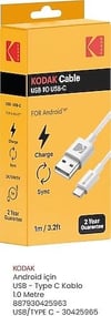 Kodak-Kodak Android USB to USB-C 1 M Şarj Kablosu