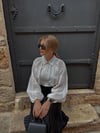 BEYAZ PREMİUM  BALON KOL CROP GÖMLEK