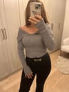 DEGAJE YAKA DÜĞMELİ GRİ KAZAK
