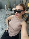 YANDAN VAREVLİ KUM RENGİ ATLET