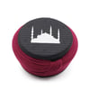 Cami Sarığı – Bordo Kumaş – Siyah Takke – Düz Sarım – Cami Nakışlı – 5 Metre