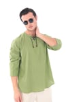 Oversize Erkek Gömlek – İpli Yakasız %100 Pamuk-YeşilOversize Erkek Gömlek – İpli Yakasız %100 Pamuk GOMLEKİP-01OVERSİZE GÖMLEK İPLİSUFFA