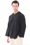 Oversize Erkek Gömlek – İpli Yakasız %100 Pamuk-SiyahOversize Erkek Gömlek – İpli Yakasız %100 Pamuk GOMLEKİP-01OVERSİZE GÖMLEK İPLİSUFFA