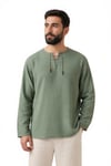 Oversize Erkek Müslin Gömlek – İpli Yakasız %100 Pamuk-HakiOversize Erkek Gömlek – İpli Yakasız %100 Pamuk GOMLEKİP-01OVERSİZE GÖMLEK İPLİSUFFA