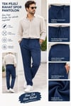 TEK PİLELİ LİKRALI RAHAT KESİM PANTOLON-LACİVERT