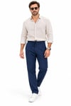 TEK PİLELİ LİKRALI RAHAT KESİM PANTOLON-LACİVERT