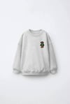 Gri Unisex Teddy Detaylı Sweat