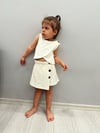Kendinden Desenli Crop Şort Etek Takım