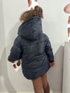 Lacivert Kapişonlu Şişme Mont