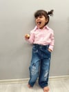 Mavi Nakışlı Denim Pantolon