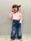 Mavi Nakışlı Denim Pantolon