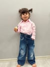 Mavi Nakışlı Denim Pantolon
