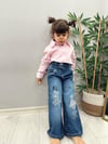 Mavi Nakışlı Denim Pantolon
