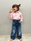 Mavi Nakışlı Denim Pantolon