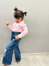 Mavi Nakışlı Denim Pantolon