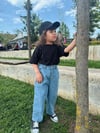 Mavi Parçalı Mom Jean