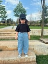 Mavi Parçalı Mom Jean