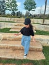 Mavi Parçalı Mom Jean