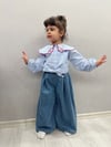 Mavi Yaka Detaylı Çizgili Gömlek