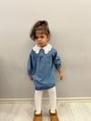 Mavi Yaka Detaylı Denim Elbise