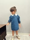 Mavi Yaka Detaylı Denim Elbise
