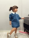 Mavi Yaka Detaylı Denim Elbise