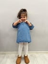 Mavi Yaka Detaylı Denim Elbise