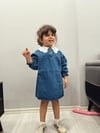 Mavi Yaka Detaylı Denim Elbise
