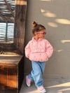 Pembe Çiçekli Yaka Fermuarlı Mont