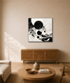 Çizgisel Siyah Beyaz | Yağlı Boya Dokulu Soyut Tablo - Soyut Tablo Duvar Tablosu | TablomGelsin