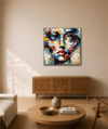 Multicolored Face | Yağlı Boya Dokulu Tablo - Portre Duvar Tablosu | TablomGelsin