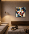 Multicolored Face | Yağlı Boya Dokulu Tablo - Portre Duvar Tablosu | TablomGelsin