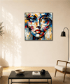 Multicolored Face | Yağlı Boya Dokulu Tablo - Portre Duvar Tablosu | TablomGelsin
