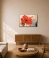 Red Beautiful Flower | Yağlı Boya Dokulu Tablo - Çiçek Temalı Duvar Tablosu | TablomGelsin