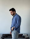 Aline Oversize Çizgili Mavi Gömlek