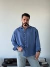 Aline Oversize Çizgili Mavi Gömlek
