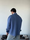 Aline Oversize Çizgili Mavi Gömlek