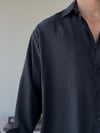 Arven Oversize Siyah Modal Gömlek