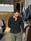 Basel Siyah Henley Yaka Tişört