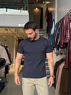 Bob Lacivert Basic Muscle Fit Tişört