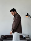Daily Oversize Kahve Çizgili Gömlek